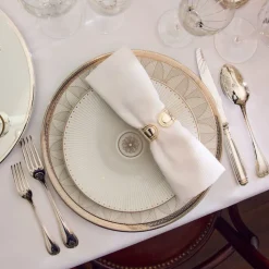 Assiette à dessert/gâteaux en porcelaine finition Platine