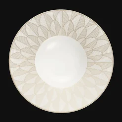 Assiette creuse à aile large en porcelaine finition Or