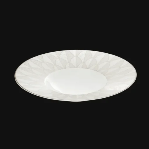 Assiette creuse à aile large en porcelaine finition Platine