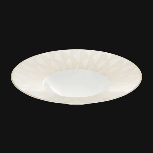 Assiette creuse à aile large en porcelaine finition Or