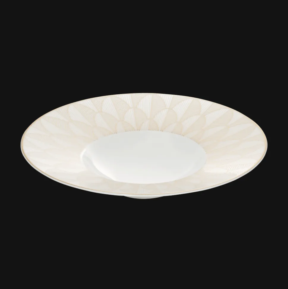 Assiette creuse à aile large en porcelaine finition Or