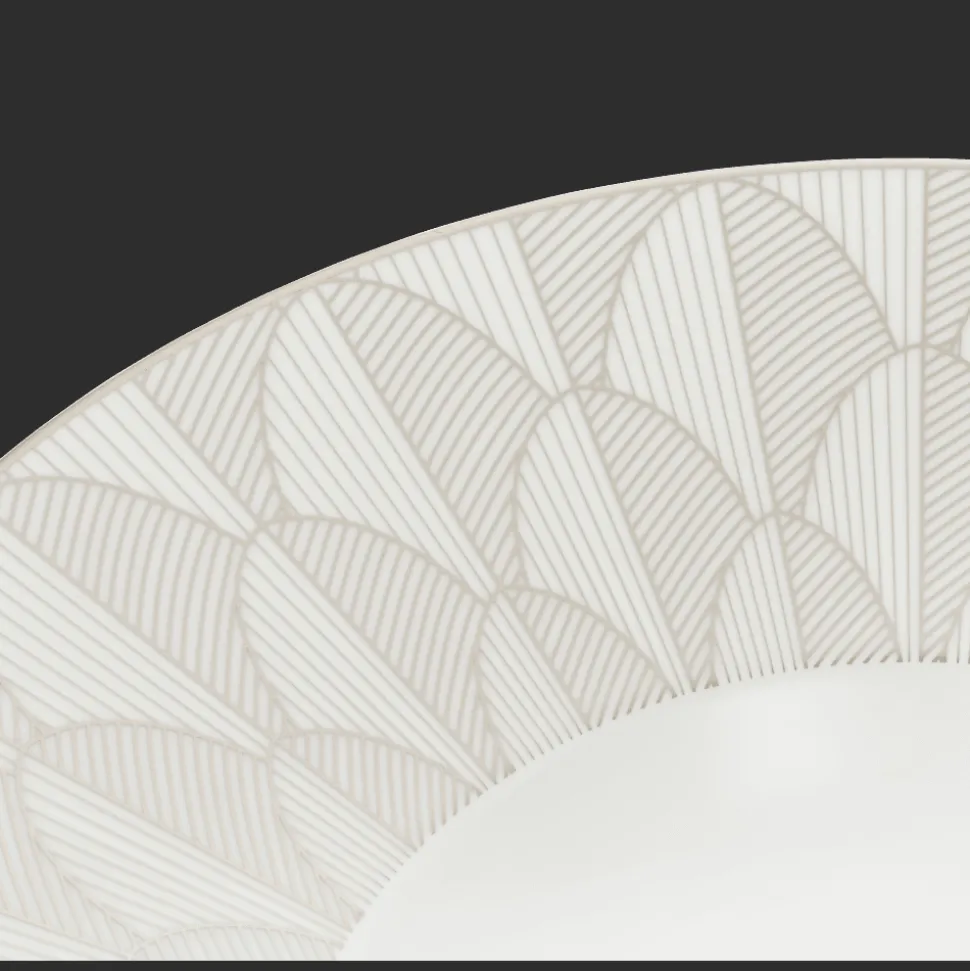 Assiette creuse à aile large en porcelaine finition Platine