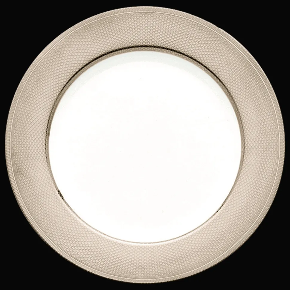 Assiette de présentation en porcelaine finition platine
