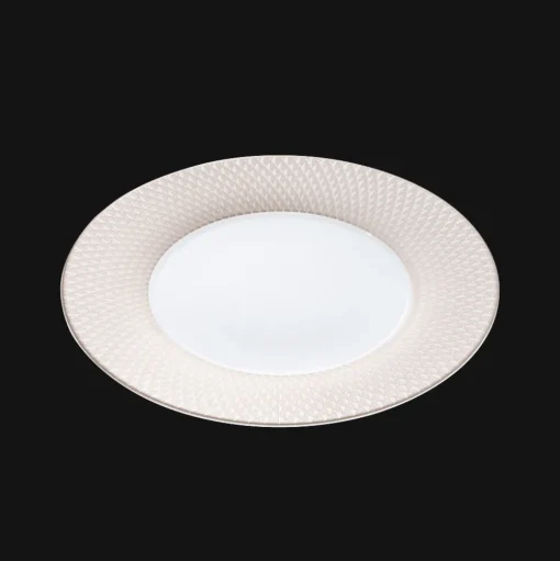 Assiette de présentation en porcelaine finition Platine