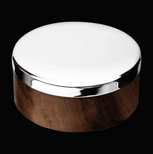 Boîte moyen modèle en bois et métal argenté