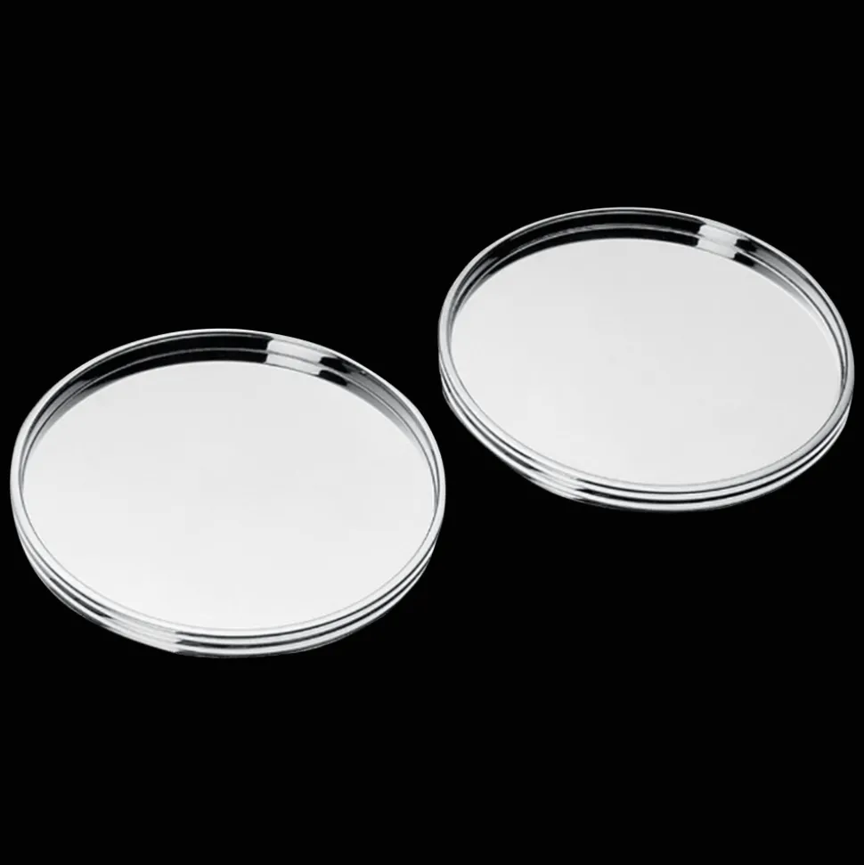 Coffret de 2 dessous de verre en métal argenté