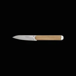 Couteau d'office en chêne, acier et métal argenté