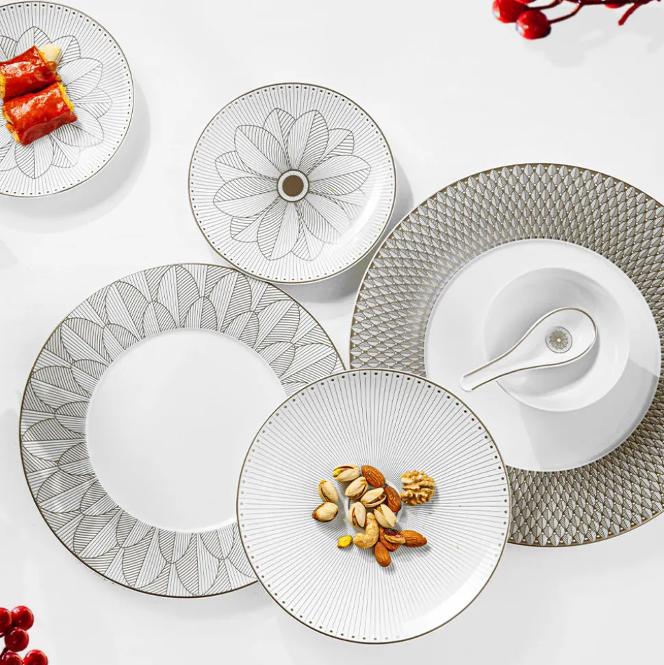 Cuillère chinoise en porcelaine finition Platine