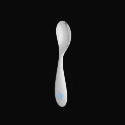 Cuillère naissance en métal argenté étoile bleue