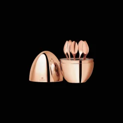 Ensemble 6 cuillères à espresso en métal doré à l'Or Rose 18 carats avec écrin