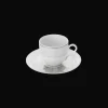 Ensemble de 2 tasses à café et soucoupes en porcelaine finition Platine