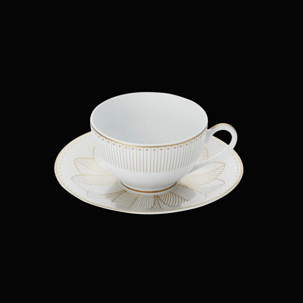 Ensemble de 2 tasses à thé et soucoupes finition Or