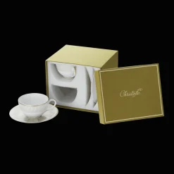 Ensemble de 2 tasses à thé et soucoupes finition Or