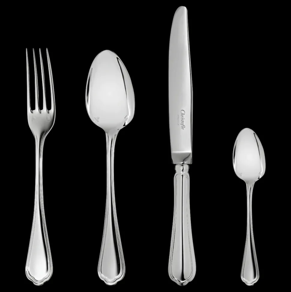 Ensemble pour 12 personnes (48 pièces) en métal argenté avec boîte de rangement