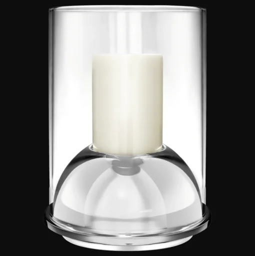 Photophore en verre et en acier