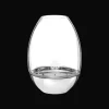 Photophore transparent en verre et socle en acier