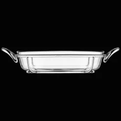 Plat à gratin rond en verre et métal argenté