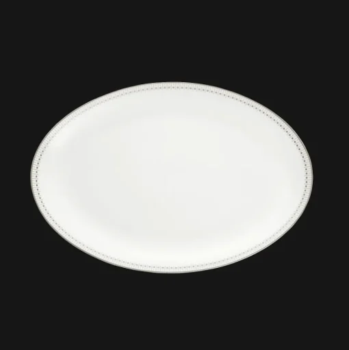 Plat ovale 38 cm en porcelaine finition Platine