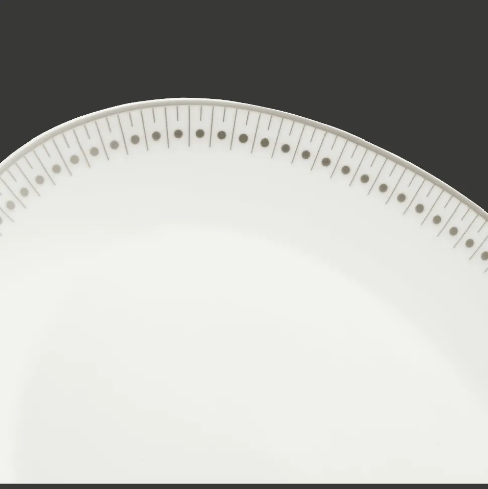 Plat ovale 28 cm en porcelaine finition Platine