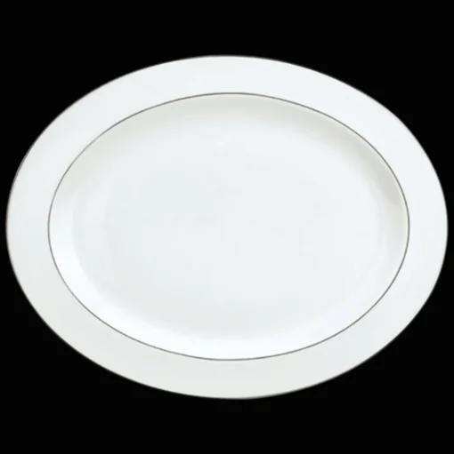 Plat ovale en porcelaine finition platine