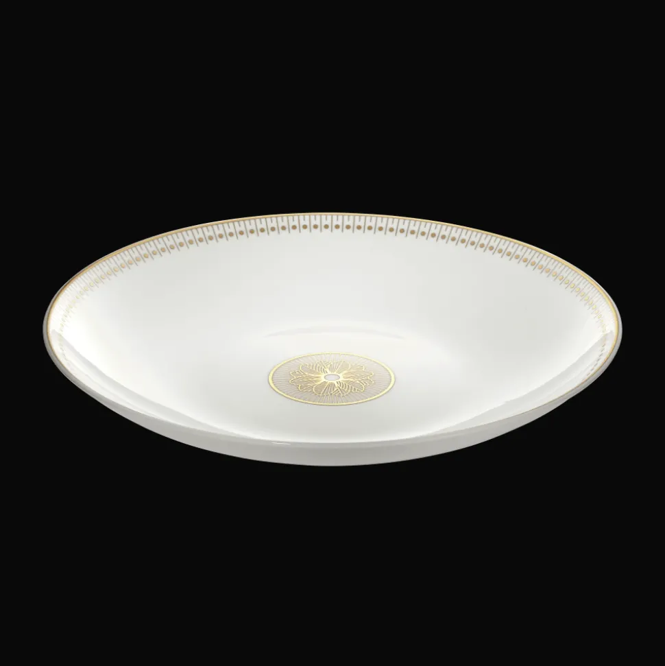 Plat rond creux en porcelaine finition Or