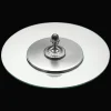 Plateau à fromage en métal argenté et verre - 35 cm