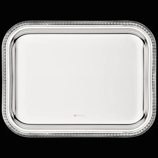 Plateau rectangulaire en métal argenté - 26 x 20 cm