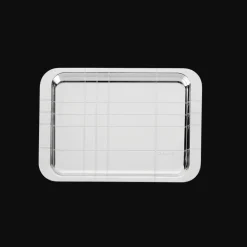 Plateau rectangulaire en métal argenté - 22 x 16 cm