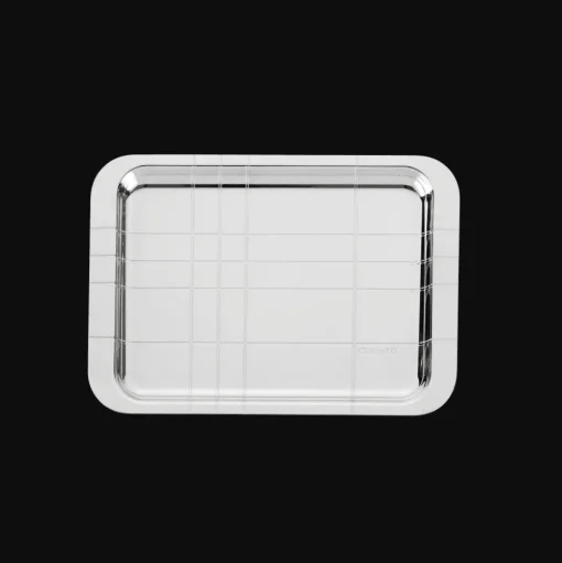 Plateau rectangulaire en métal argenté - 22 x 16 cm