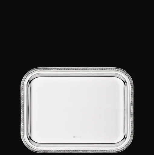 Plateau rectangulaire en métal argenté - 20 x 16 cm