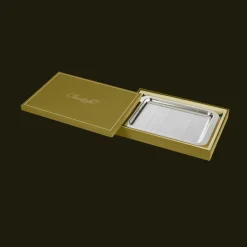 Plateau rectangulaire en métal argenté - 22 x 16 cm