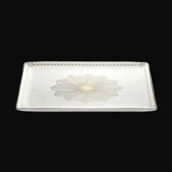 Plateau rectangulaire 22x20 cm en porcelaine finition Platine