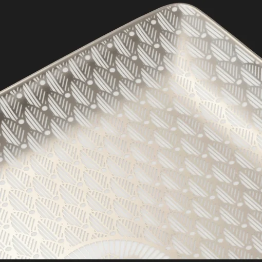 Plateau rectangulaire 17x15 cm en porcelaine finition Platine