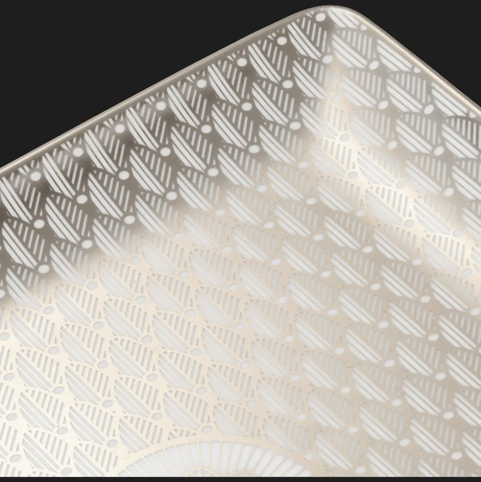 Plateau rectangulaire 17x15 cm en porcelaine finition Platine