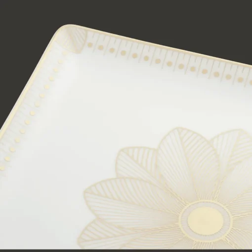 Plateau rectangulaire 22x20 cm en porcelaine finition Or