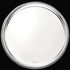Plateau rond en métal argenté - 39 cm