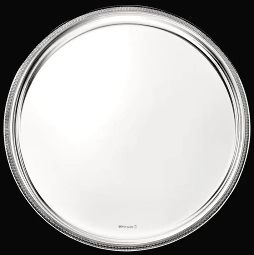 Plateau rond en métal argenté - 39 cm