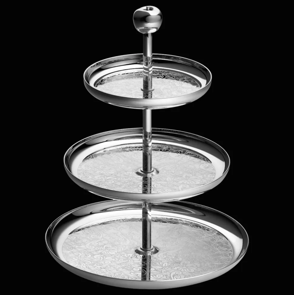 Porte-mignardises 3 compartiments en métal argenté