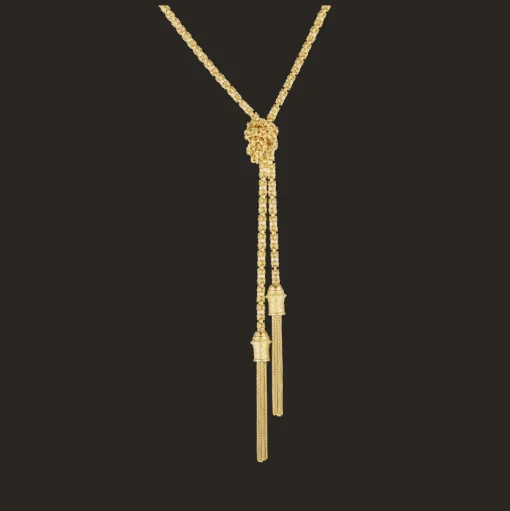 Sautoir à Nouer en argent massif Doré 18 carats