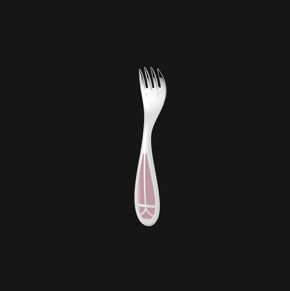 Set cuillère et fourchette naissance en métal argenté - Rose Quartz