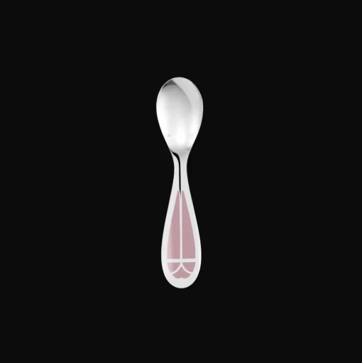 Set cuillère et fourchette naissance en métal argenté - Rose Quartz
