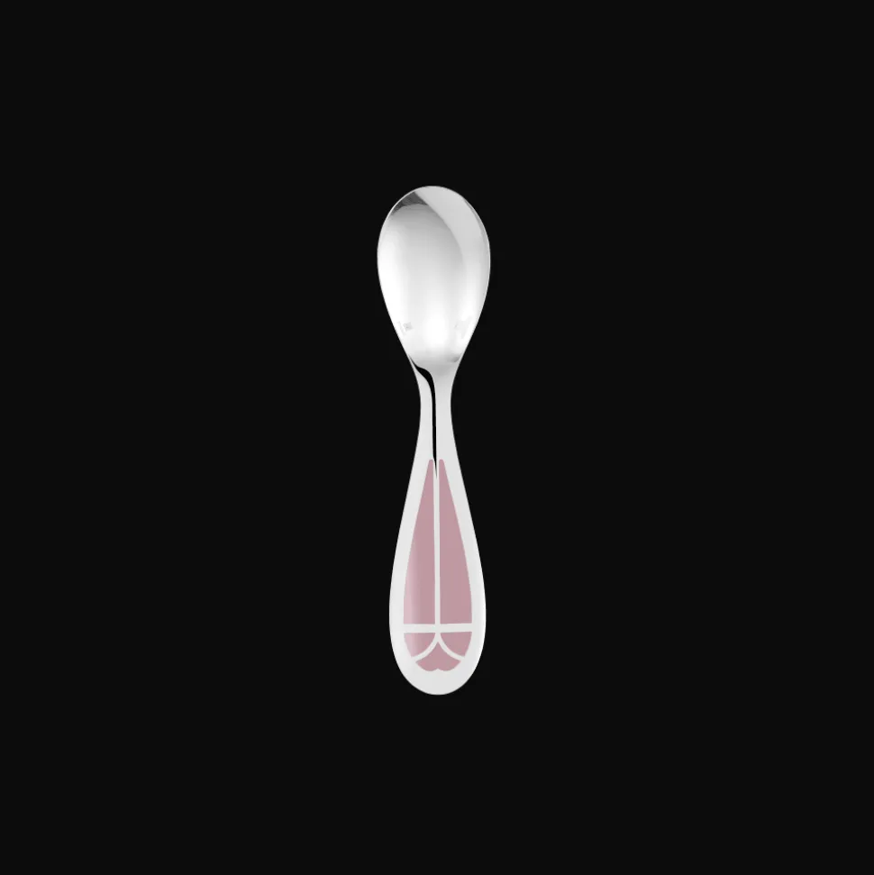 Set cuillère et fourchette naissance en métal argenté - Rose Quartz