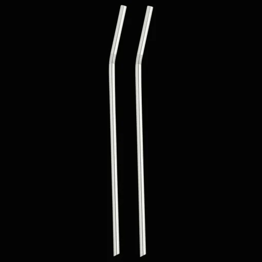 Set de 2 pailles en métal argenté