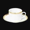 Tasse à thé avec soucoupe en porcelaine finition or